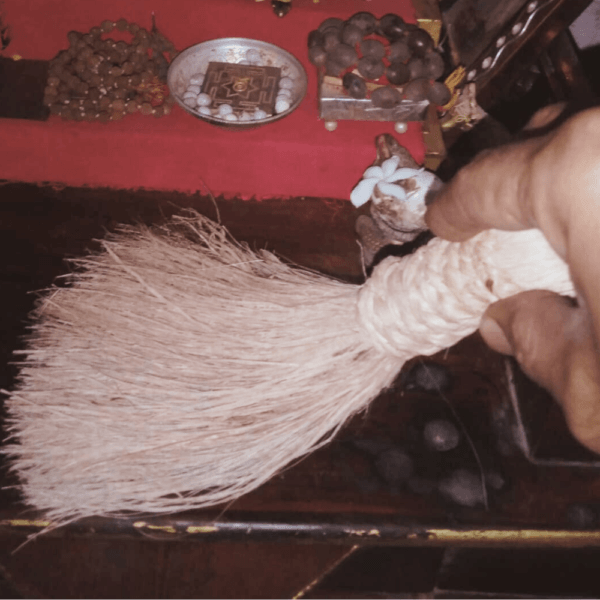 Banana Fiber Pooja Small Broom (9 Inches) for DEVGHAR| Jhadu with 7 cm Long Handle with a loop.